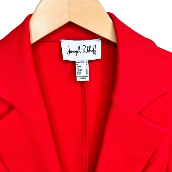 Joseph Ribkoff Red Belted Blazer Jacket SZ 6 Style 193358 - Picture 12 of 17